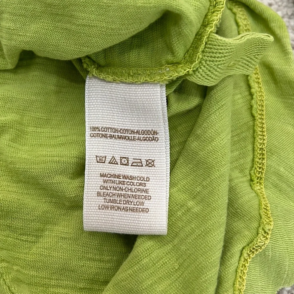 Free People Lime Green Long Sleeve Henley with Lace Sleeves